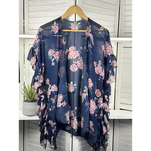 Mardel Desert Boho Kimono Floral Dark Blue Flowy One Size